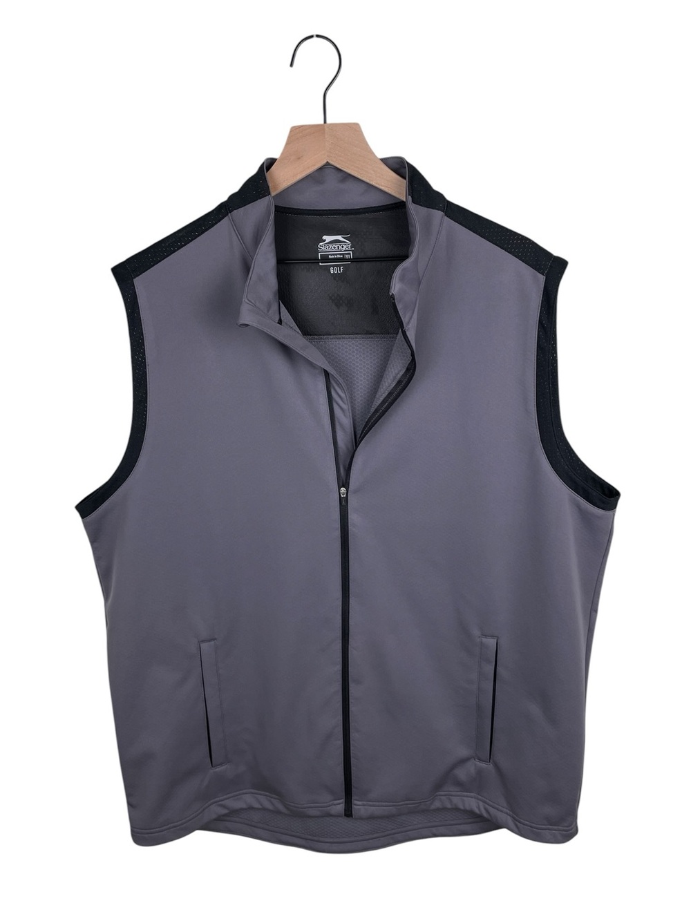 Slazenger Golf Men's Full Zip Hydrohalt Vest Size XL Two Tone Grey Black Sports